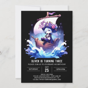 Happy Elegant Pirate Birthday Invitation