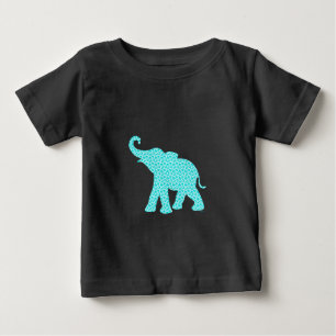 Happy Elephant-Art Pattern Black Baby T-Shirt
