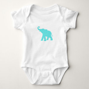 Happy Elephant Art Turquoise Pattern Modern Baby Bodysuit