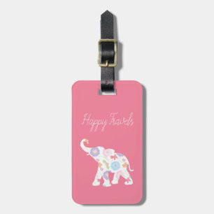 Happy Elephant-Art Unique Awesome Pink Luggage Tag