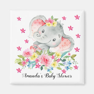 Happy Elephant Baby Girls Shower Favour Magnet