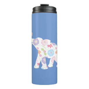 Happy Elephant-Big-Flower Pattern Modern Thermal Tumbler
