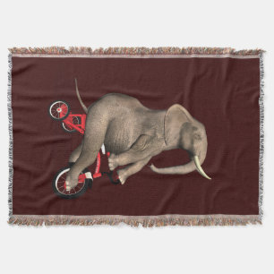 Happy Elephant On Tricycle Throw Blanket