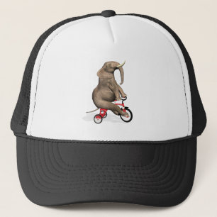 Happy Elephant On Tricycle Trucker Hat