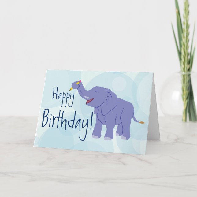 Happy Elephant (Personalise) Card (Front)