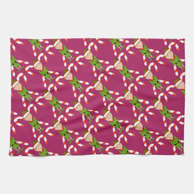 Happy Elf Christmas Kitchen Towel (Horizontal)