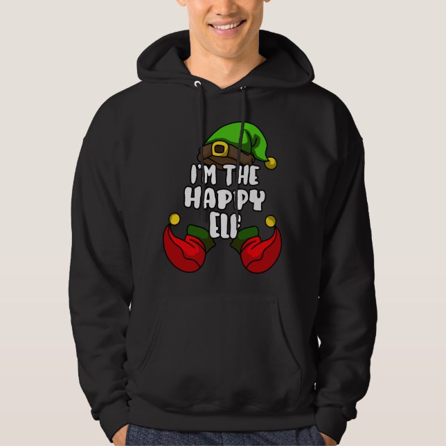 Happy Elf Matching Family Christmas Party Pajama Hoodie (Front)