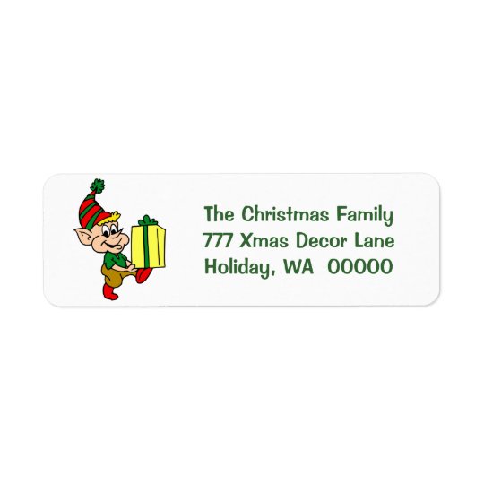 Happy Elf Merry Christmas Card Envelopes Address Return Address Label