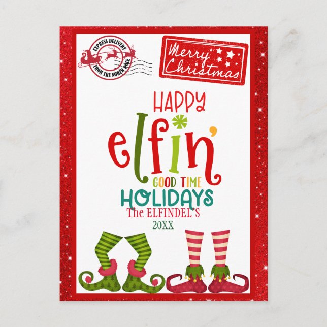 Happy Elfin’ Good Time Holiday Card (Front)