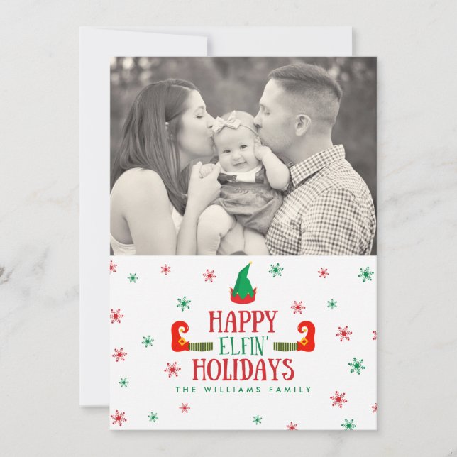 Happy Elfin Holidays Christmas Photo Cards (Front)