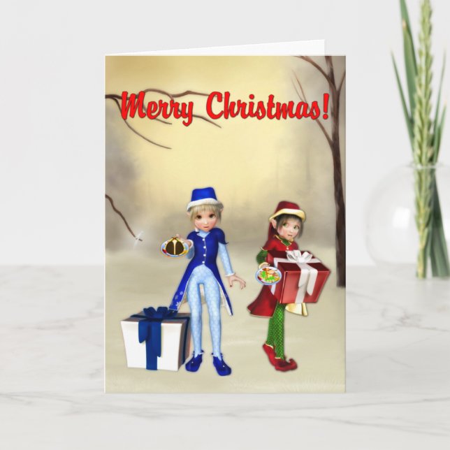 Happy Elves Christmas Card (Front)