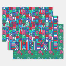 Happy Elves Graphic Gift Wrap Sheets
