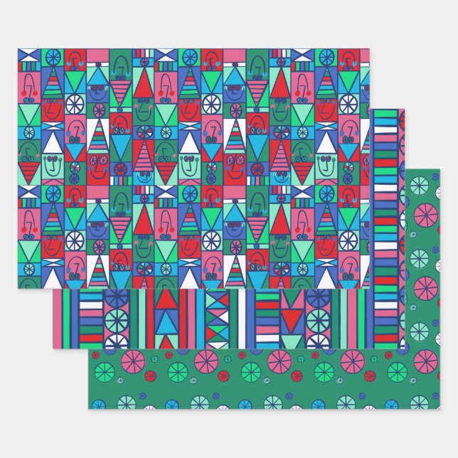 Happy Elves Graphic Gift Wrap Sheets (Set)