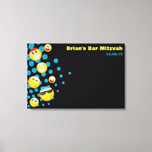 HAPPY EMOJI Bat or Bar Mitzvah Sign-In Board Canvas Print