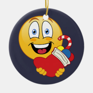 Happy Emoji Christmas Stocking Ornament