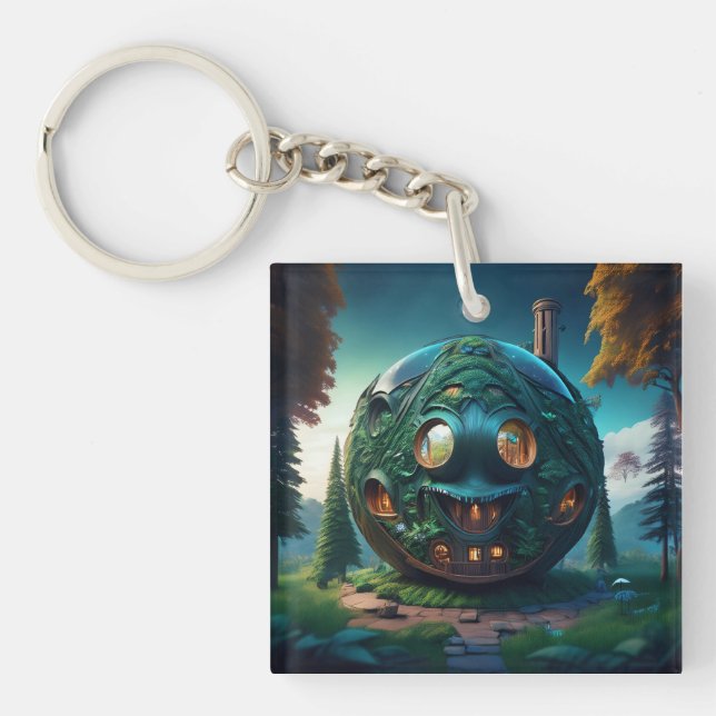 Happy Emoji House Key Ring (Front)