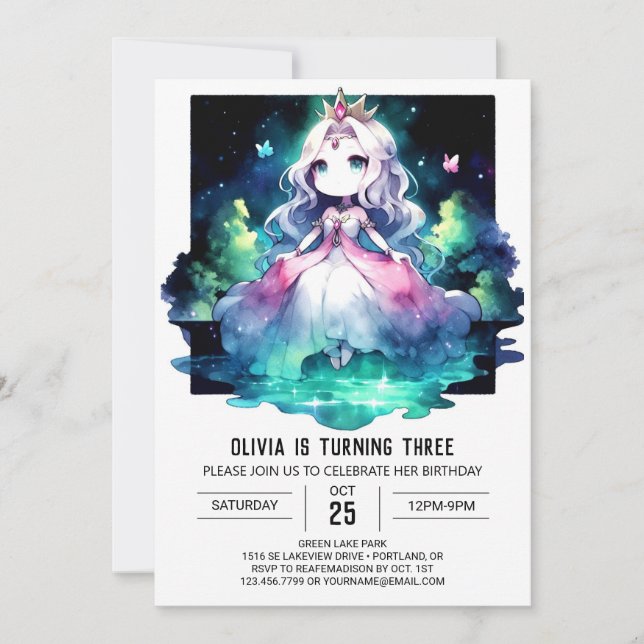 Happy Enchanted Princess Birthday Invitation (Front)