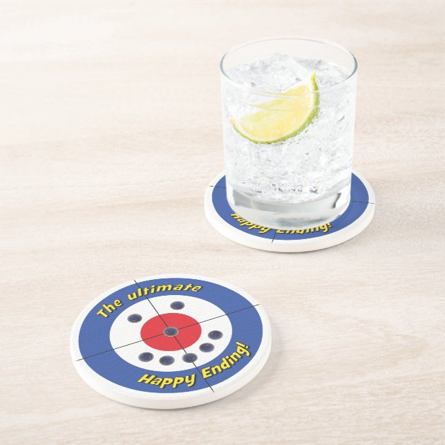 Happy Ending  Sandstone Coaster - (Blue) (Side)