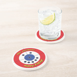 Happy Ending Sandstone Coaster - (Red)