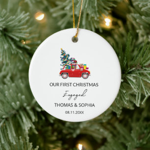 Happy Engagement Women Bride Christmas Engaged Ceramic Ornament