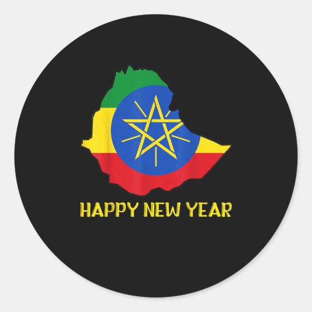 Happy Ethioan New Year Ethioa Map Flag Ethioan Dad Classic Round Sticker (Front)