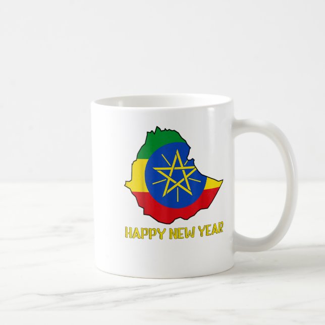 Happy Ethioan New Year Ethioa Map Flag Ethioan Dad Coffee Mug (Right)