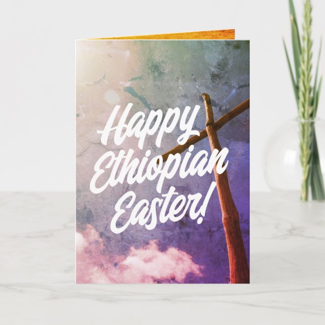 Happy Ethiopian Easter Paschal Greeting  Holiday Card (Front)