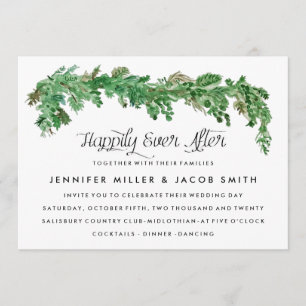 Happy Ever After Greenery Wedding Invitation