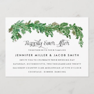 Happy Ever After Greenery Wedding Invitation