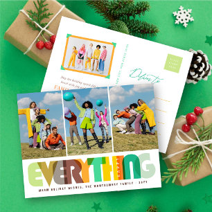 Happy Everything Colourful Typography Modern Photo Holiday Postcard