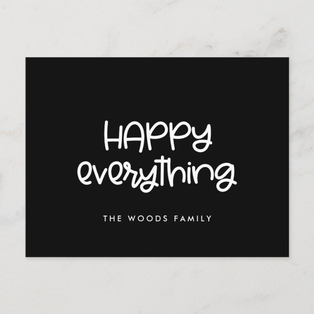 Happy everything Cute script Holiday Postcard (Front)