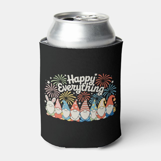 Happy Everything Gnomes All Year Every Holiday Can Cooler (Can Front)