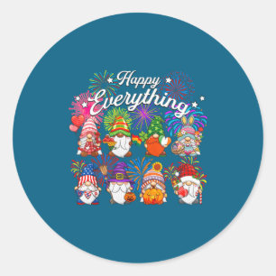 Happy Everything Gnomes For All Year Every Holiday Classic Round Sticker