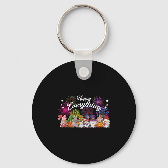 Happy Everything Gnomes For All Year Every Holiday Key Ring (Front)
