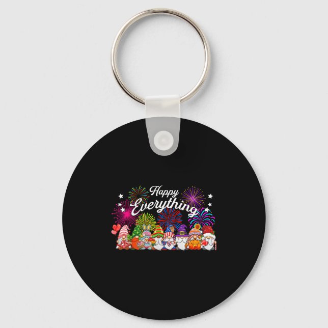 Happy Everything Gnomes For All Year Every Holiday Key Ring (Front)