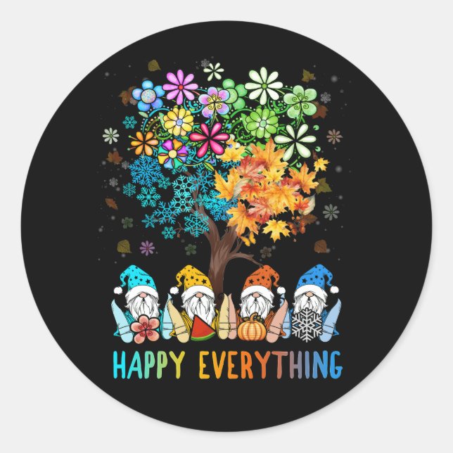 Happy Everything Gnomies Gnomes Holidays Christmas Classic Round Sticker (Front)