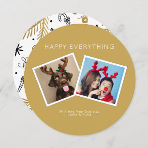 Happy Everything Gold Winter Foliage Photo Card
