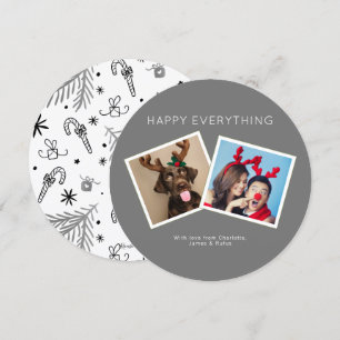 Happy Everything Grey Winter Foliage Photo Card
