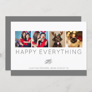 Happy Everything Holiday Photo Grey Foliage Card