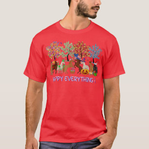 Happy everything Horses Trees Holiday T-Shirt