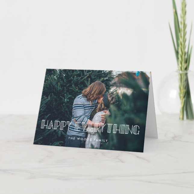 Happy Everything Retro Art Deco Photo Holiday Card (Front)