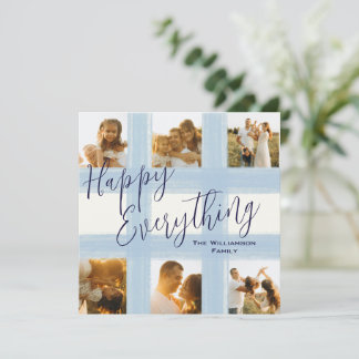 Happy Everything Rustic Gingham Photo Collage Holiday Card