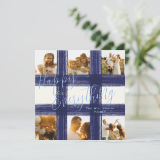 Happy Everything Rustic Gingham Photo Collage Holiday Card
