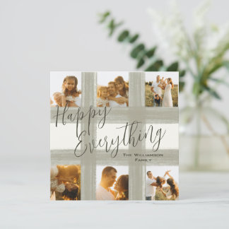 Happy Everything Rustic Gingham Photo Collage Holiday Card