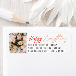 Happy Everything Script Photo Return Address Label