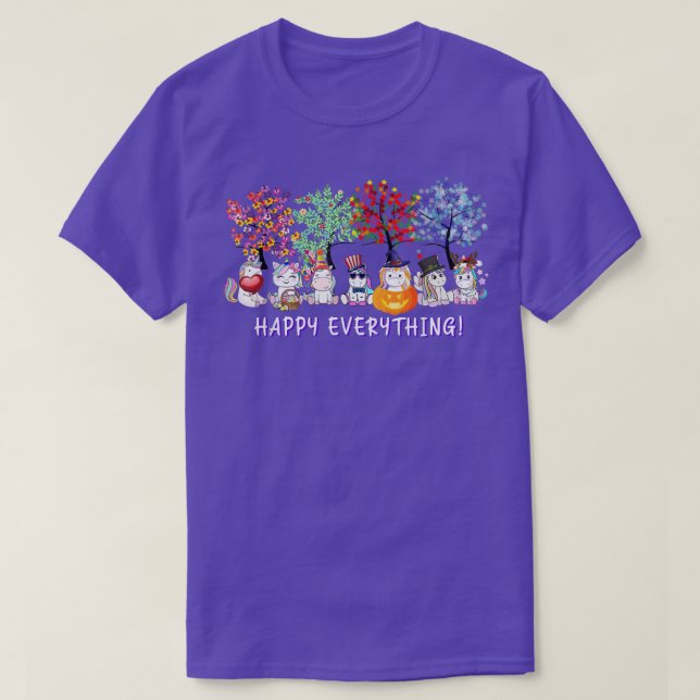 Happy Everything Unicorn Seasons All Year Tree lov T-Shirt (Design Front)