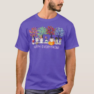 Happy Everything Unicorn Seasons All Year Tree lov T-Shirt