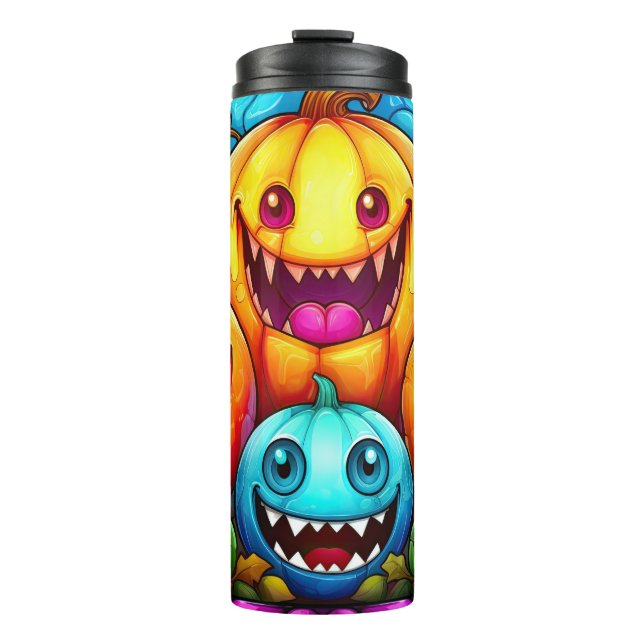 Happy Evil Halloween Pumpkins Thermal Tumbler (Front)