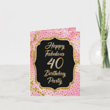 Happy Fabulous 40th Birthday Folded Note Card
