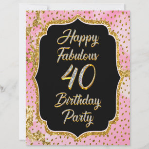 Happy Fabulous 40th Birthday Invitation Party Custom Letterhead